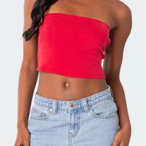 Edikted Red Strapless Crop Top